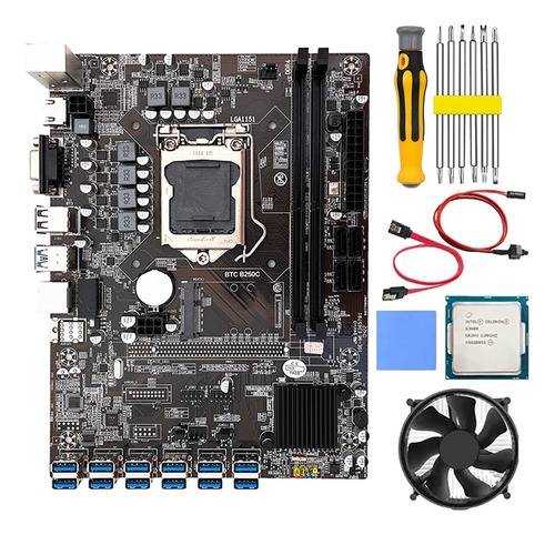 Placa Base Minera B250c Btc Con Cpu G3900+almohadilla Térmic