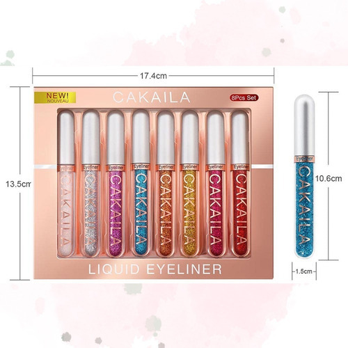 Kit Delineadores De Ojos Líquido 8pz Lentejuela Brillos F Color Quiero El #2