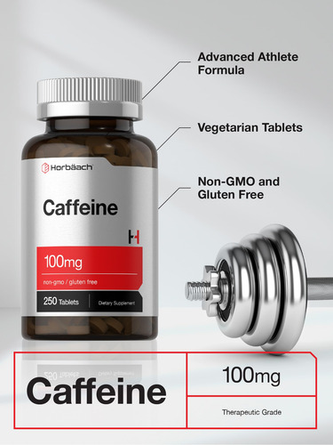 Pastillas De Cafeína Horbaach 100 Mg 250 Tabletas Vegetarian