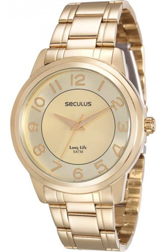 Relógio Seculus Dourado De Luxo 20424lpsvda1 Novo Com Nfe