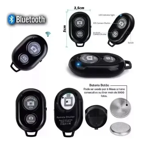 Controle Disparador Bluetooth Botão Para Selfie Tirar