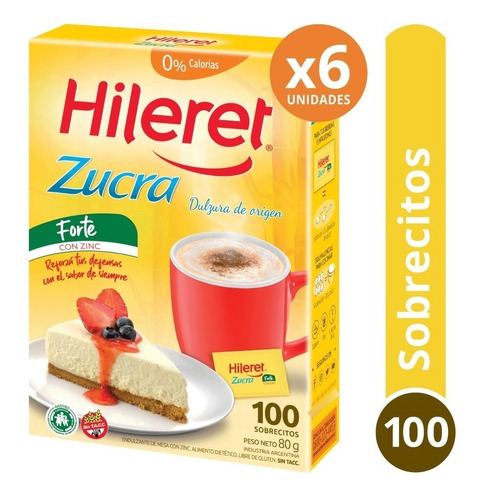 Endulzante Hileret Zucra. Pack 6 X 100 Sobrecitos