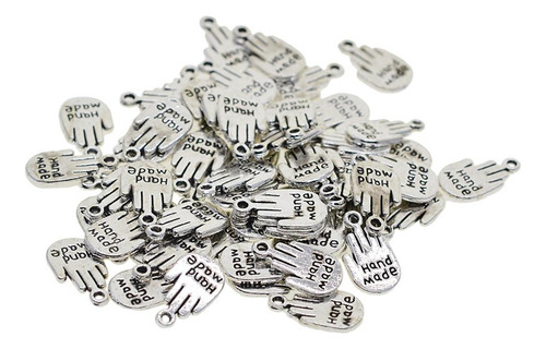 50pcs Forma De Plata Antigua Etiqueta Mano Colgante Para