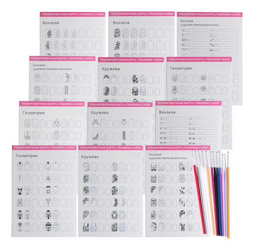 Cuaderno De Ejercicios De Manicura Con Plantilla Para Dibuja