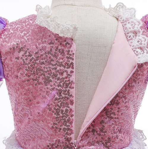 Imagem 7 de 9 de Vestido Rapunzel Enrolados + Brincos Colar Vara Luvas Coroa