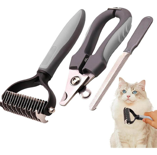 Kit Higiene Cão Gato Pet Pente Tira Pelo Cortador Lixa Unha