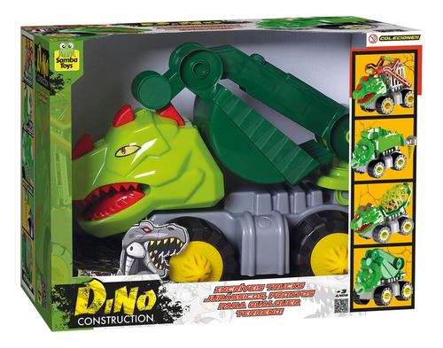 Carrinho Dino Construção Escavadeira Cabeça Sortida multicor Samba Toys