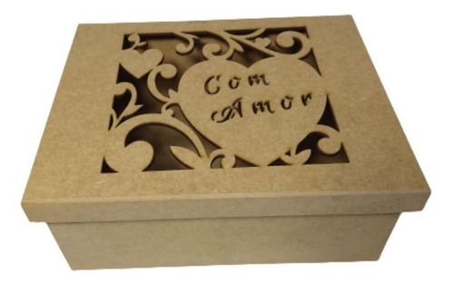 Caixa De Presente Love Personalizadas Mdf Natural 25x20x10