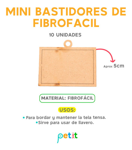 Mini Bastidores De Fibrofacil X 10 U. Llaveros Bordar Tejido Gato Gato