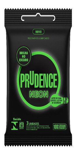 Preservativo Lubrificado Neon Prudence Pacote 3 Unidades