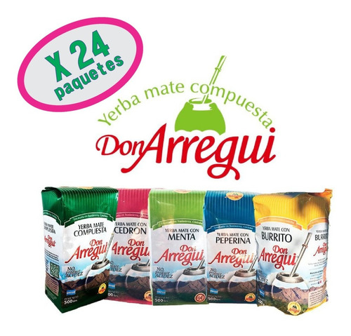 Yerba Mate Don Arregui Pack X 24 Paquetes De 500 Gr