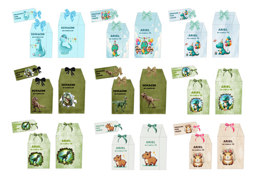 Kit Imprimible Cajas Milk + Tag + Moño: Máquina Excavadora