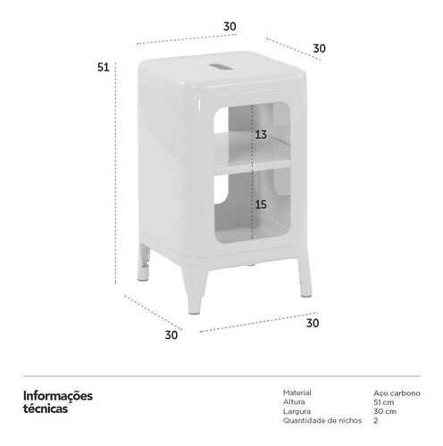 Estante De Cabeceira 2 Andares Tolix Metal Closet Vermelho