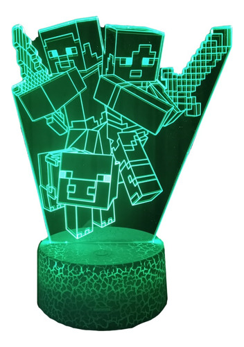  Lampara 3d Minecraft Espadas De Diamante 7 Colores Led