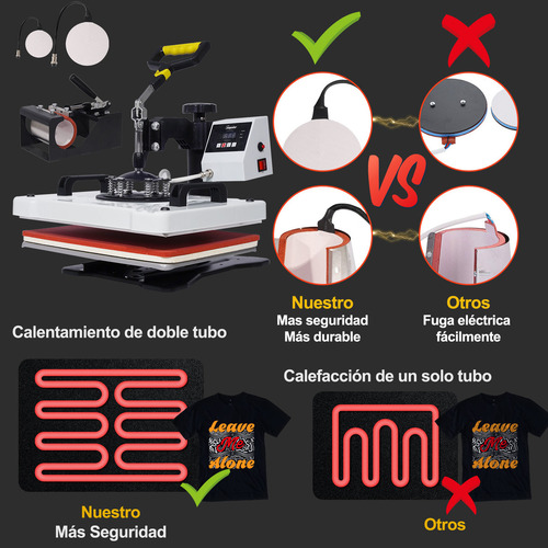 Plancha Sublimadora Combo 8en1 29x38 Dtf Playera Taza Gorra