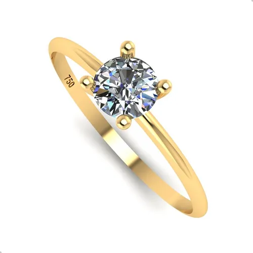 Anel Solitário Em Ouro 18k Zircônia 5 Mm