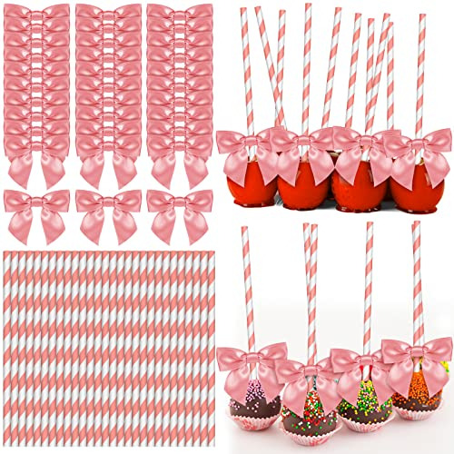 200 Cake Pop Sticks And Bows Kit For Cake Pops, Candies...