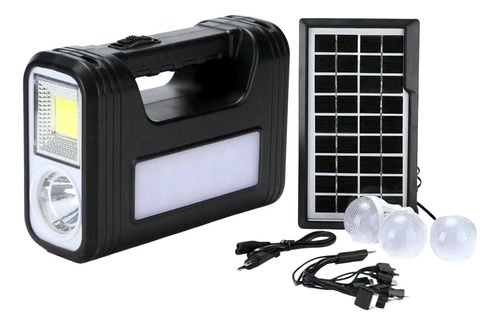 Kit Energia Solar Com 1 Placa 3 Lâmpadas Bateria Carregador
