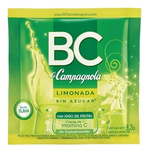 La Campagnola BC jugo en polvo limonada 9g pack x 18 sobres sin azucar