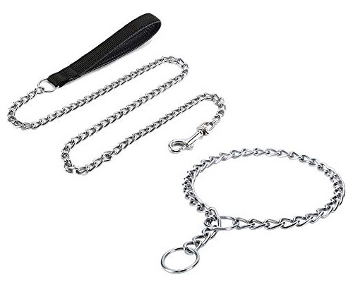 Juego De Correa Y Collar De Metal Para Perro De Juwow - 4 Ft