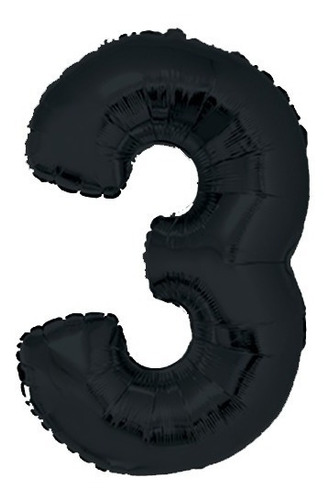  Globos Numero 3 Metalizado Negro 32´´ Fiesta Cumple