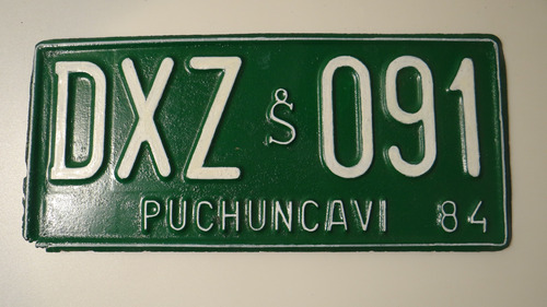 Placa Patente Antigua Chilena, Puchuncavi 84, 091