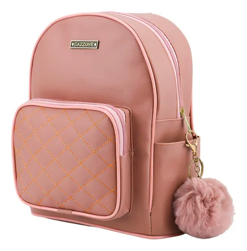Mochila Passeio Feminina Gazzone Rosa Couro Sintético 7,2L