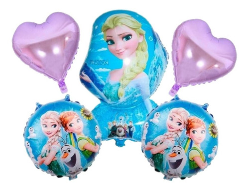 Set 5 Globos Metalizado Frozen 16 Pulgadas (40 Cm)