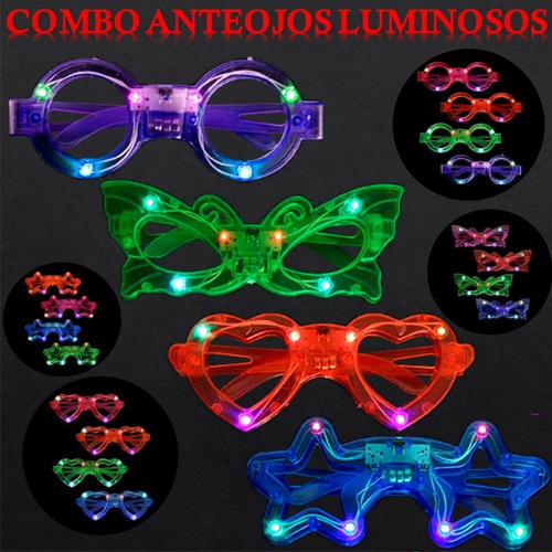 Combo 10 Anteojos Luminosos Led - Cotillon