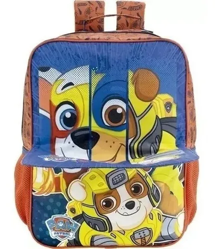 Mochila Infantil Menino Patrulha Canina Mighty Pups Costas G
