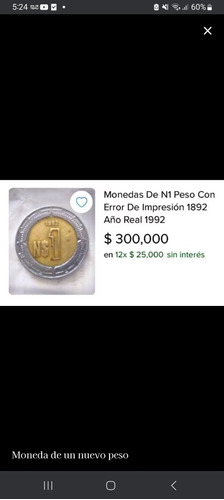 Vendo Moneda De 1 Peso Con Error De Impresión Año Error 1882