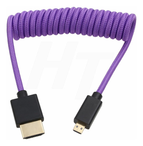 Cabo Em Espiral Trançado Micro Hdmi Para Hdmi 4k 8k 60p Para