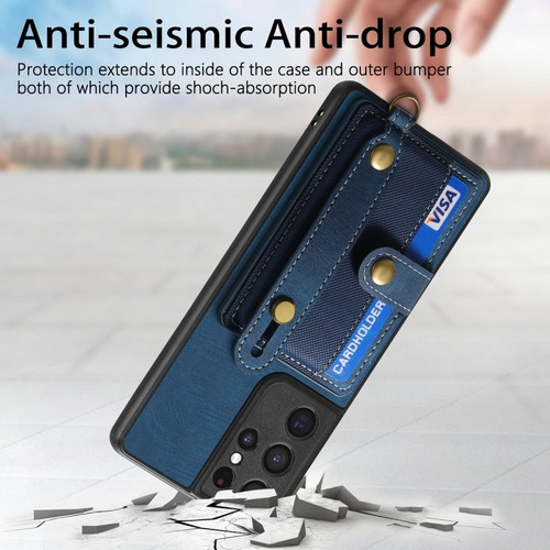 Funda De Cuero Con Pulsera Cruzada Para Samsung