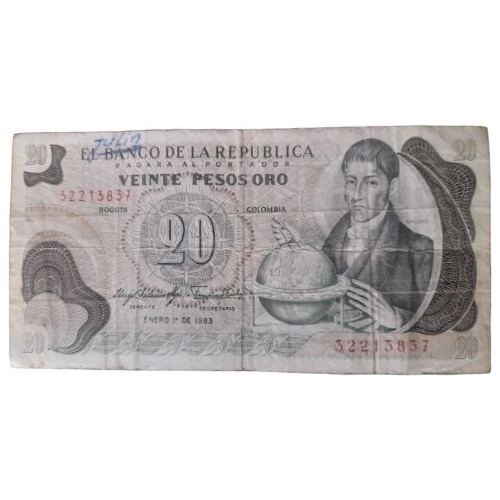 Billete 20 Pesos 1 Enero 1983 Colombia