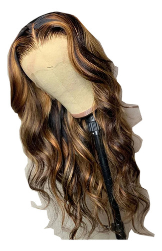 T Glueless Brown Mixed Loira Destaca Peruca Longa Solta