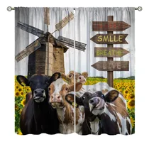 Comprar Senruegt Cortinas De Vaca De Granja, Divertidas Cortinas Con
