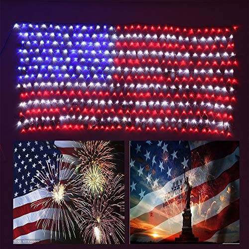 Increíbles Luces De Bandera Americana, Luces De Navida...