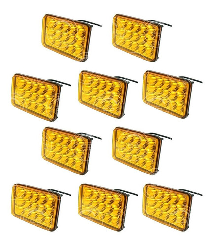10 Faros Unidades Rectangulares 15 Led 4x6 Ambar Amarillos