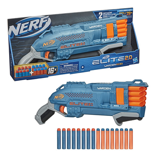 Blaster De Juguete Elite 2.0 Warden Db-8 Por Nerf 16 Dardos