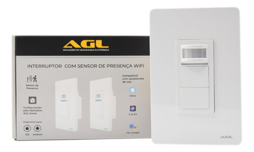 Interruptor Com Sensor De Presença Wi-fi Agl 2 Teclas Branco