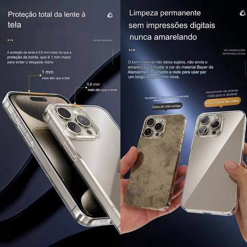 Kit Proteção P/ iPhone 11 A 16 + Case Transparente Clear Pro