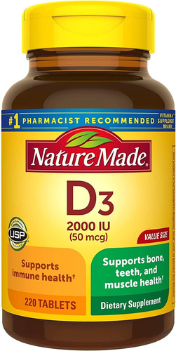 La Naturaleza Hecha De Vitamina D3 2000 Iu, Tamaño De Valor,