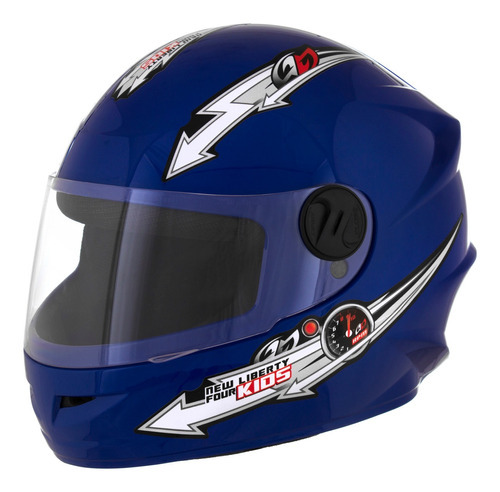 Capacete Para Moto Infantil Protork Liberty Four Kids Seguro Cor Azul Tamanho do capacete 54