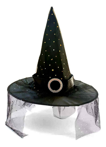 Chapéu De Bruxa Fivela Acessório Fantasia De Bruxa Halloween