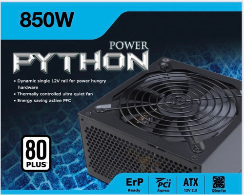 Fonte Real 850w Akasa Python Pfc Ativo 80 Plus