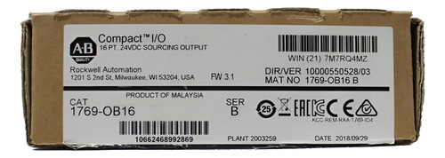 Módulo Salida Digital Allen Bradley 1769-ob16b 16 Pts 24vdc