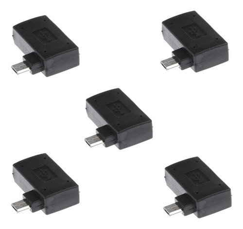 5 Piezas De Ángulo Micro Usb 2.0 Otg Host Adapter W / Usb