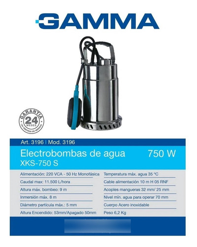Bomba De Agua Sumergible Aguas Claras Xks 750 S 750w 3196