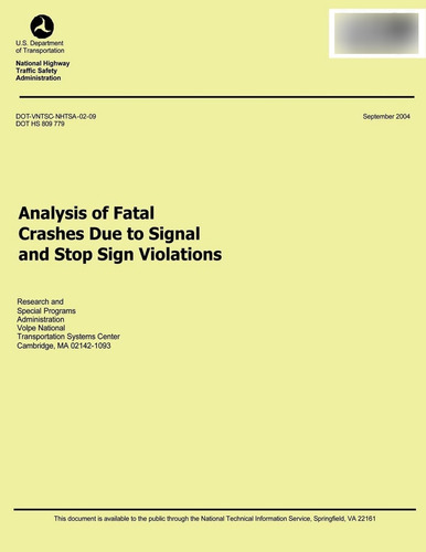 Libro:  Analysis Of Fatal Crashes Due To And Stop Violations