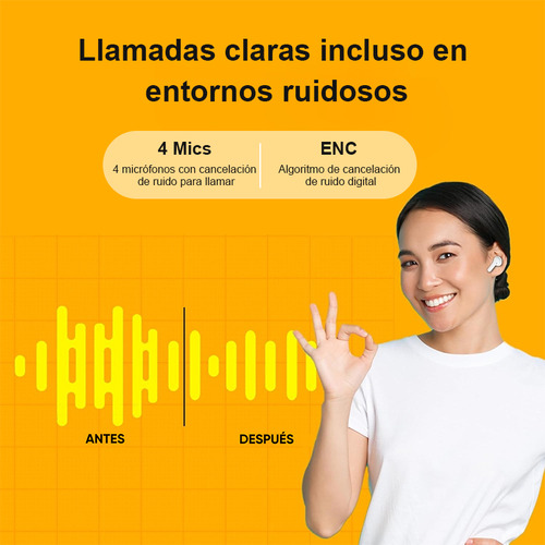 Audífonos In-ear Bluetooth Inalámbrico Qcy T13 Blanco Enc Blanco